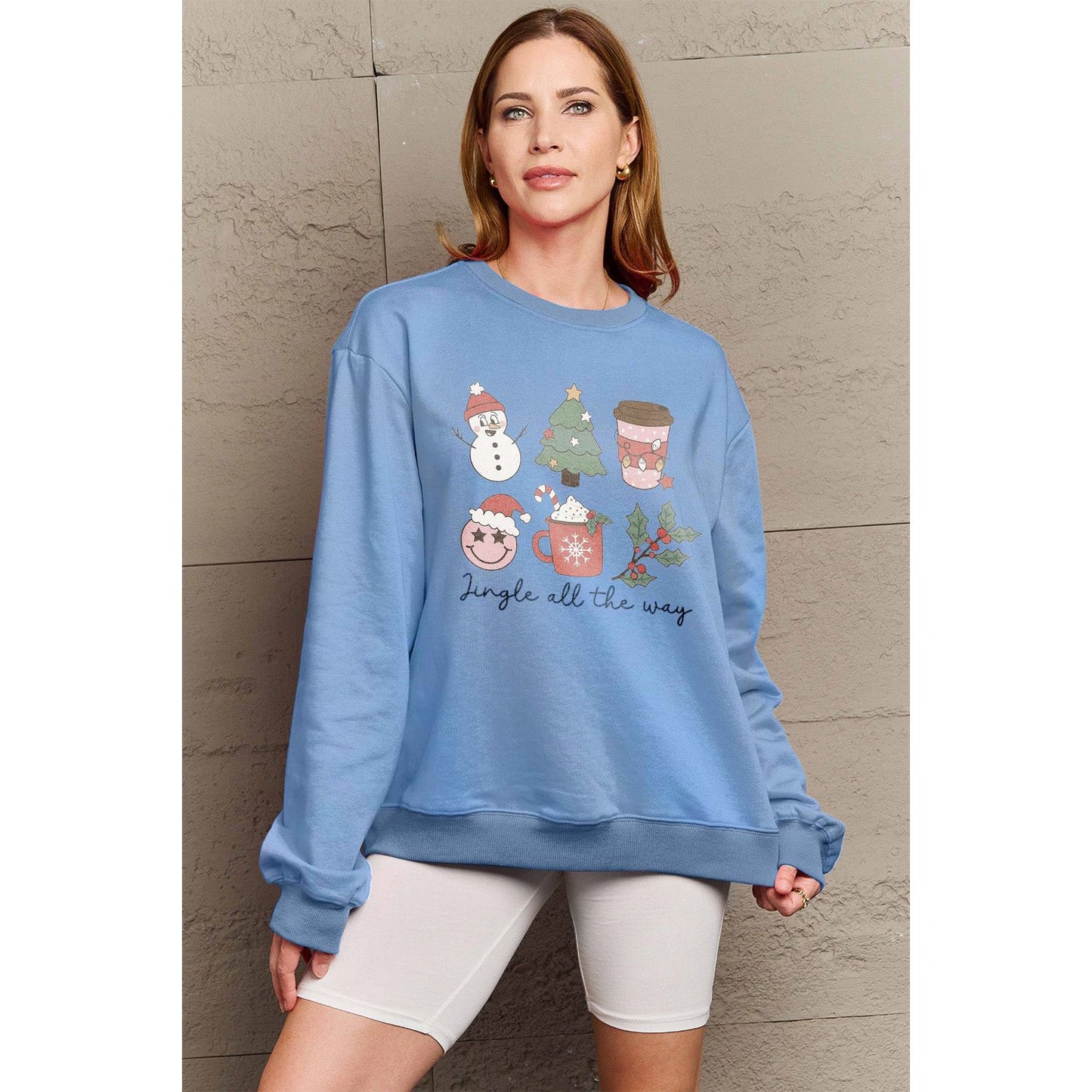 Simply Love Full Size JINGLE ALL THE WAY Long Sleeve Sweatshirt