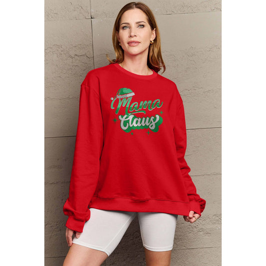 Simply Love Full Size MAMA CLAUS Round Neck Sweatshirt