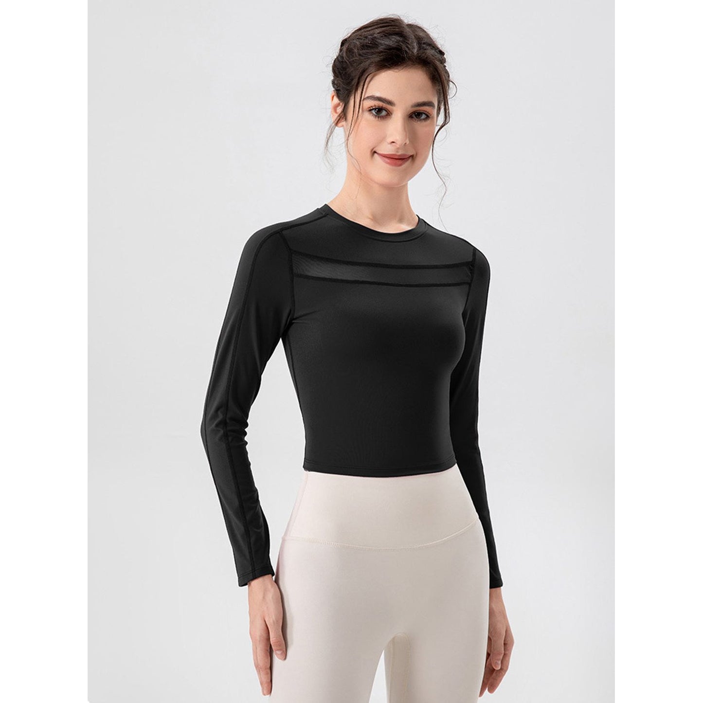 Round Neck Long Sleeve Active T-Shirt