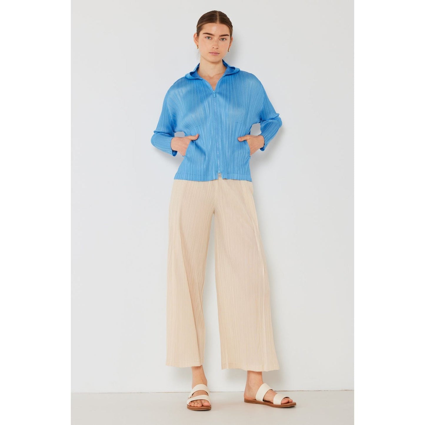 Marina West Swim Pleated Wide-Leg Pants with Side Pleat Detail