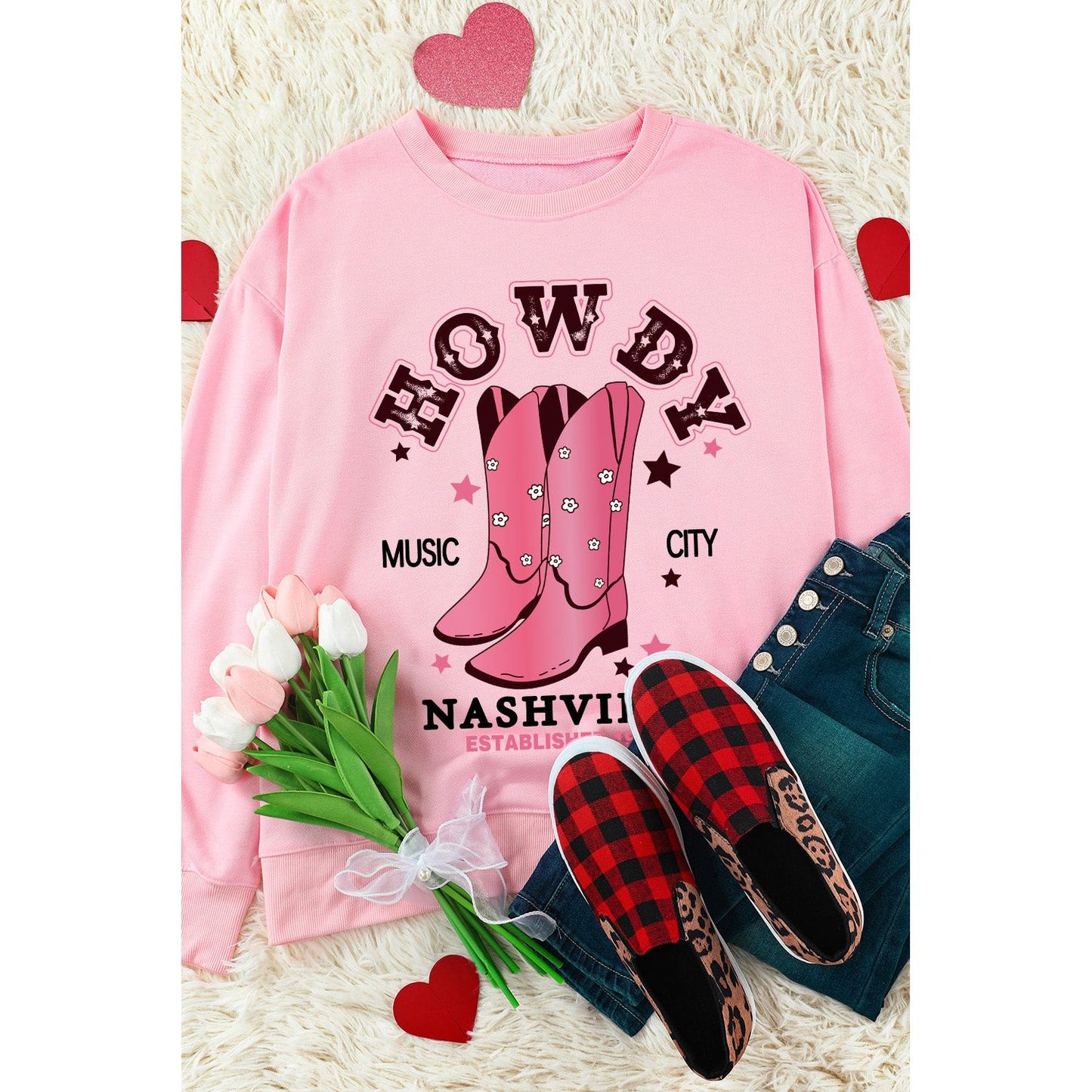 Cowboy Boots Graphic Dropped Shoulder Sweatshirt