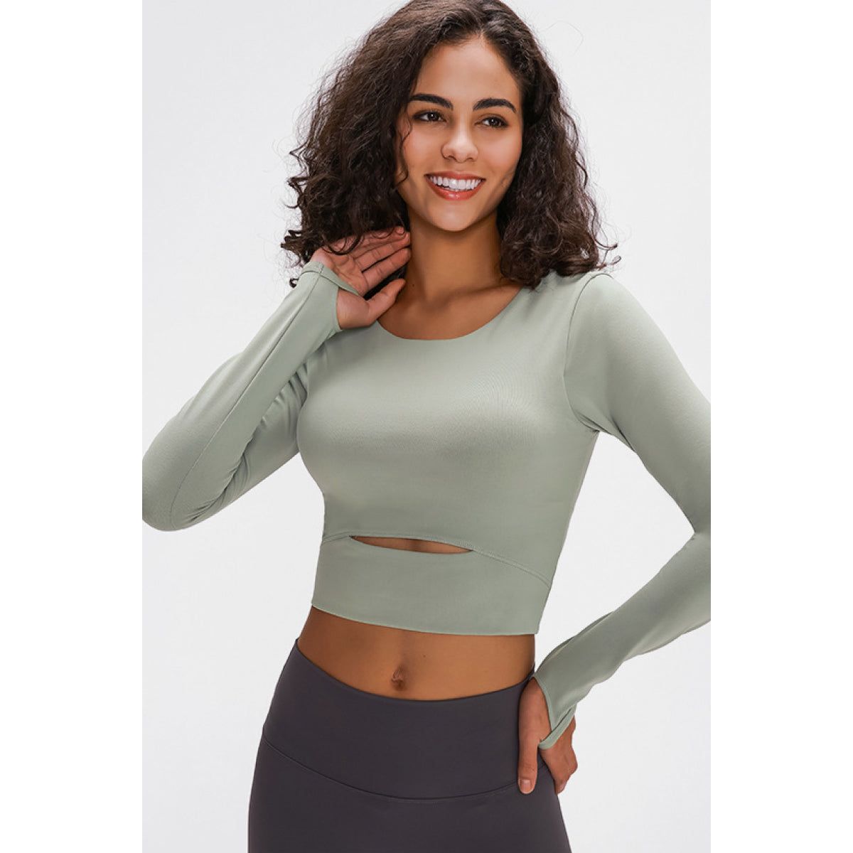 Long Sleeve Cropped Top With Sports Strap