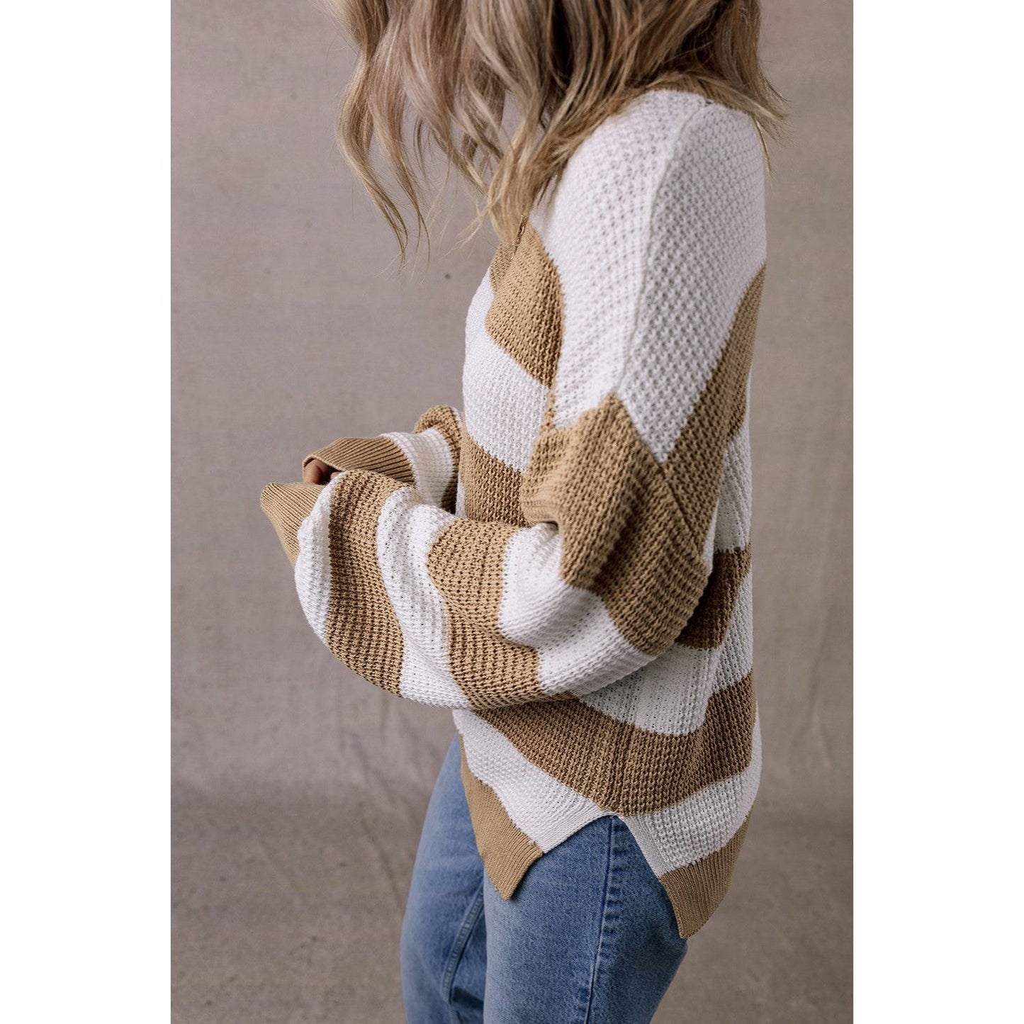 Color Block Round Neck Sweater