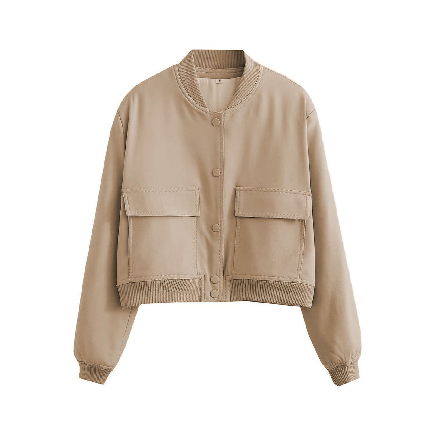 Pocketed Snap Down Baseball Collar Jacket