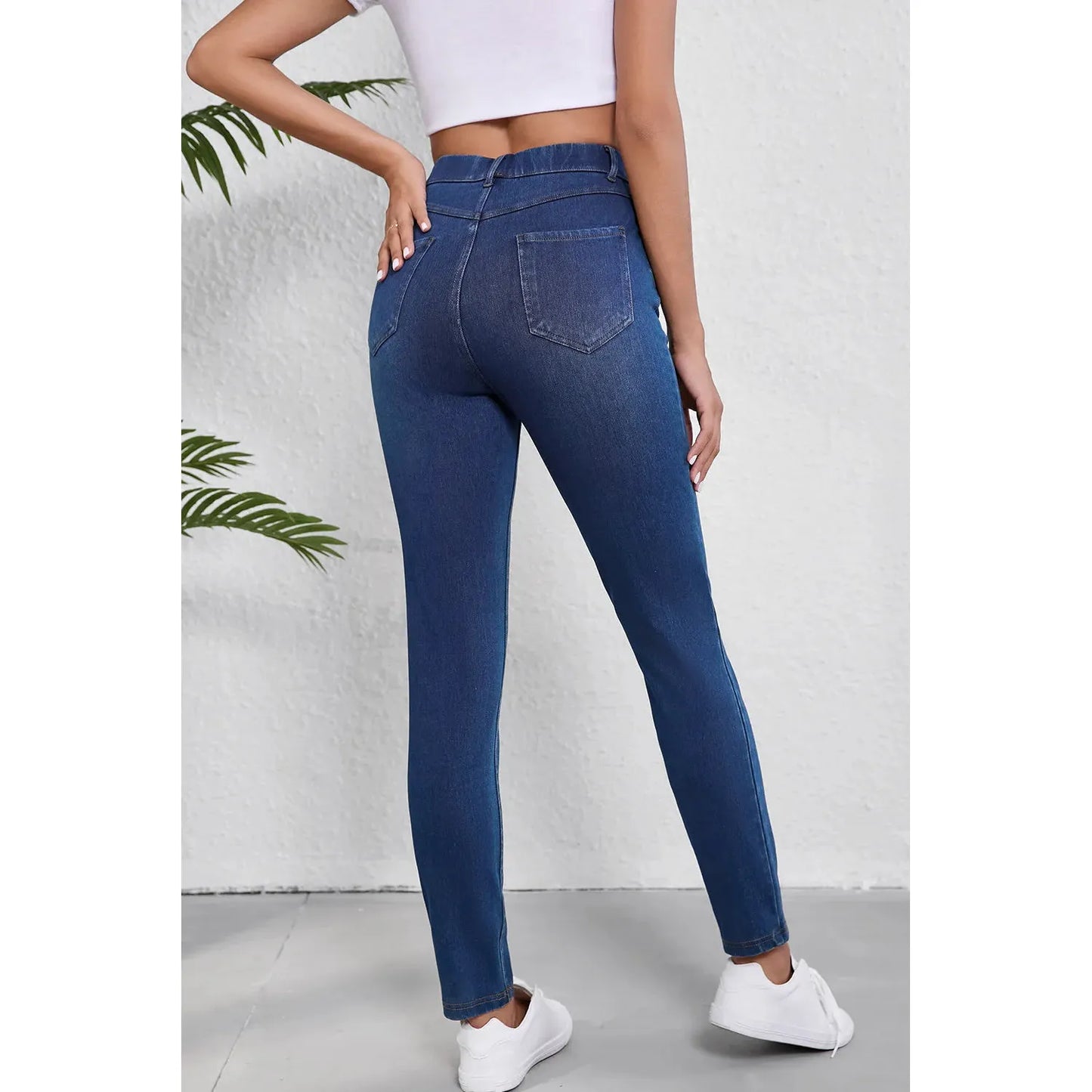 High Waist Skinny Jeans with Pockets