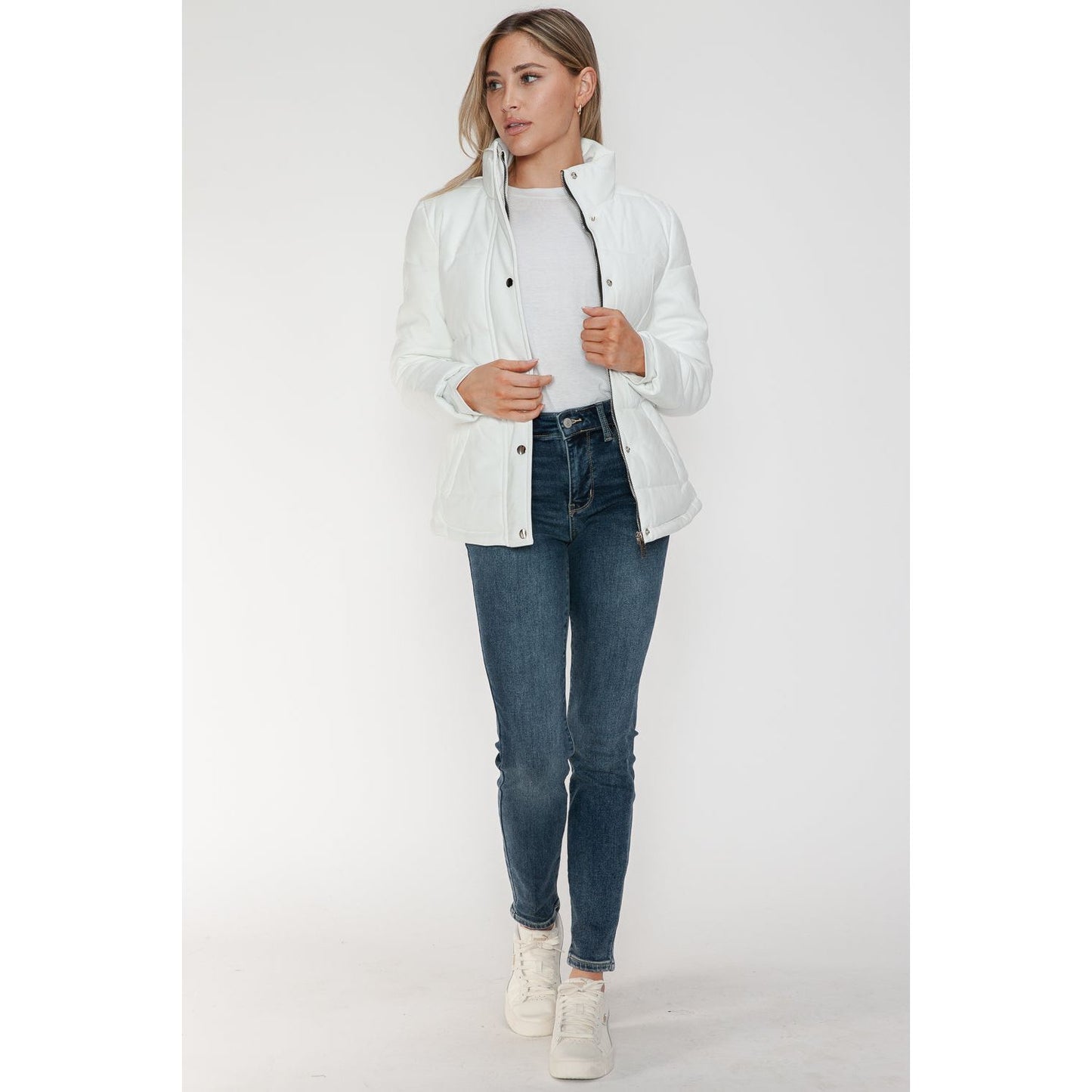 YMI Pocketed Zip Up Turtleneck Puffer Jacket