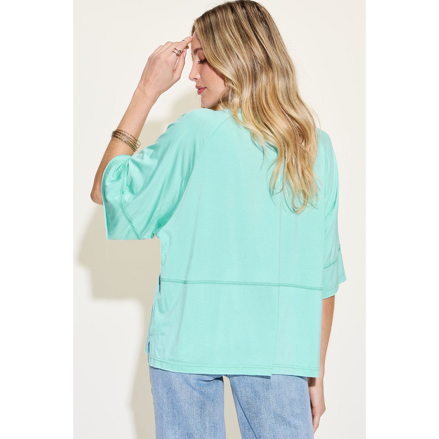 Basic Bae Full Size Bamboo Round Neck Exposed Seam T-Shirt