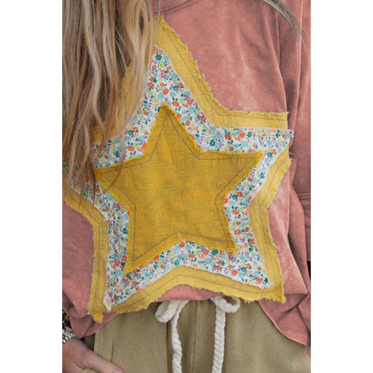 Star Applique Round Neck T-Shirt