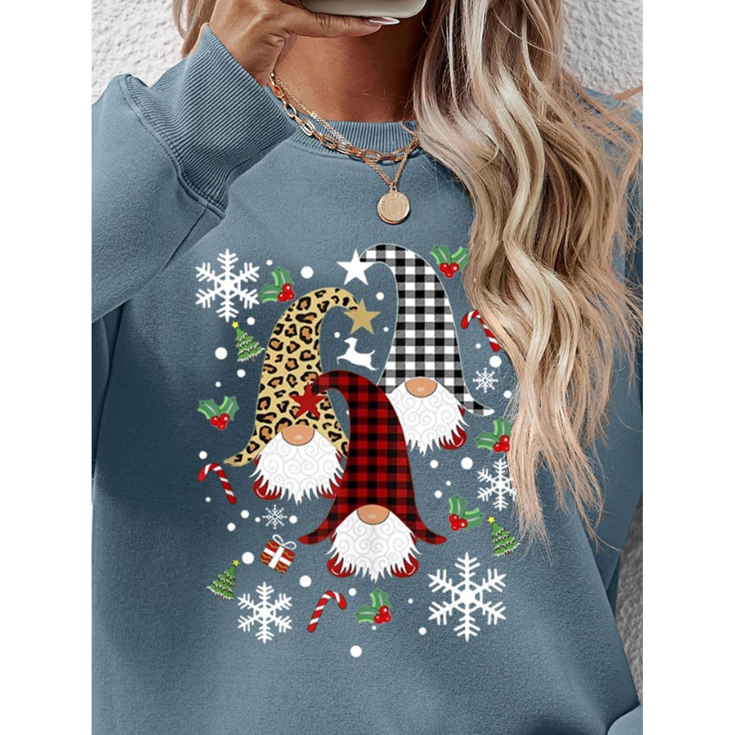 Faceless Gnomes Graphic Drop Shoulder Sweatshirt