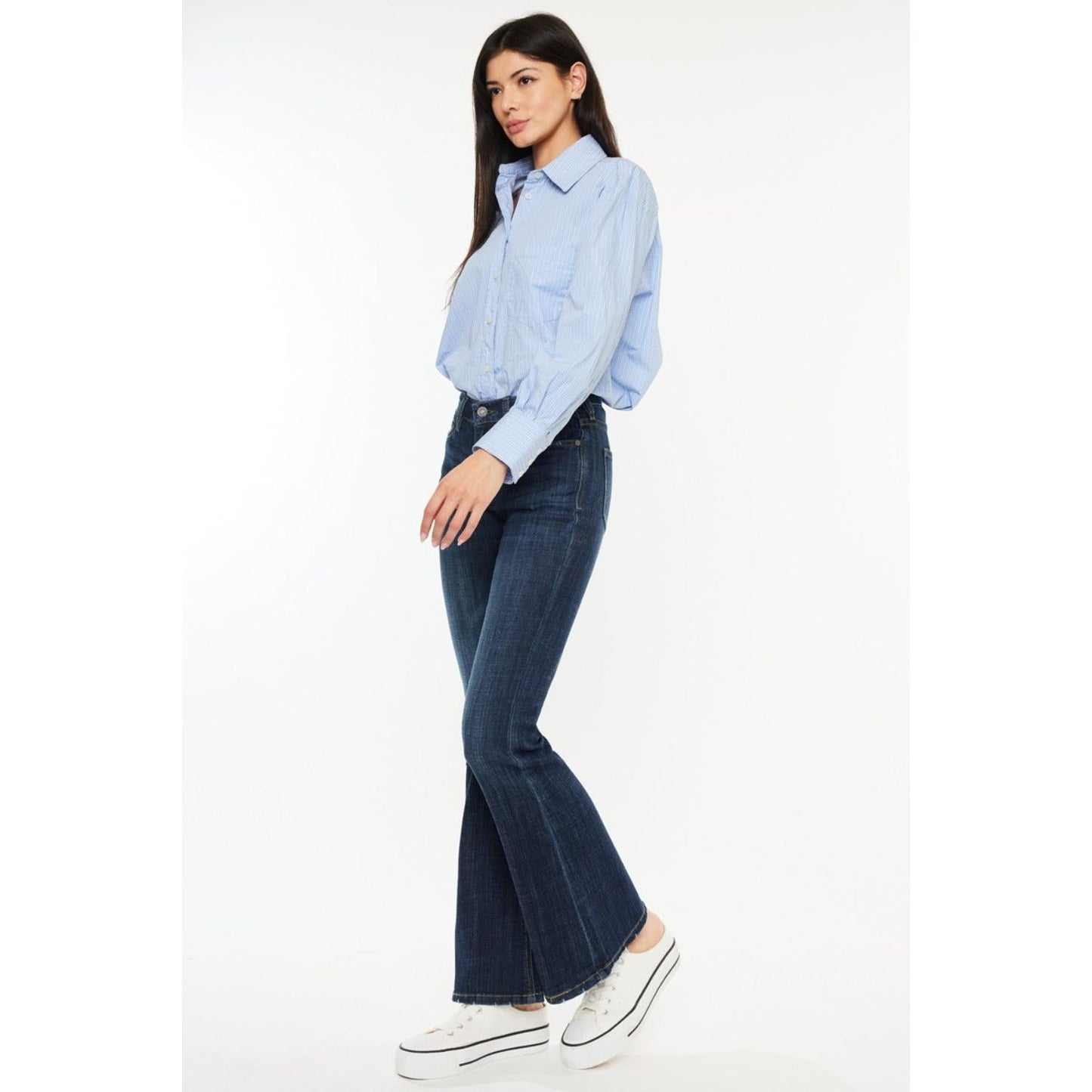 Kancan Full Size Mid Rise Flare Jeans