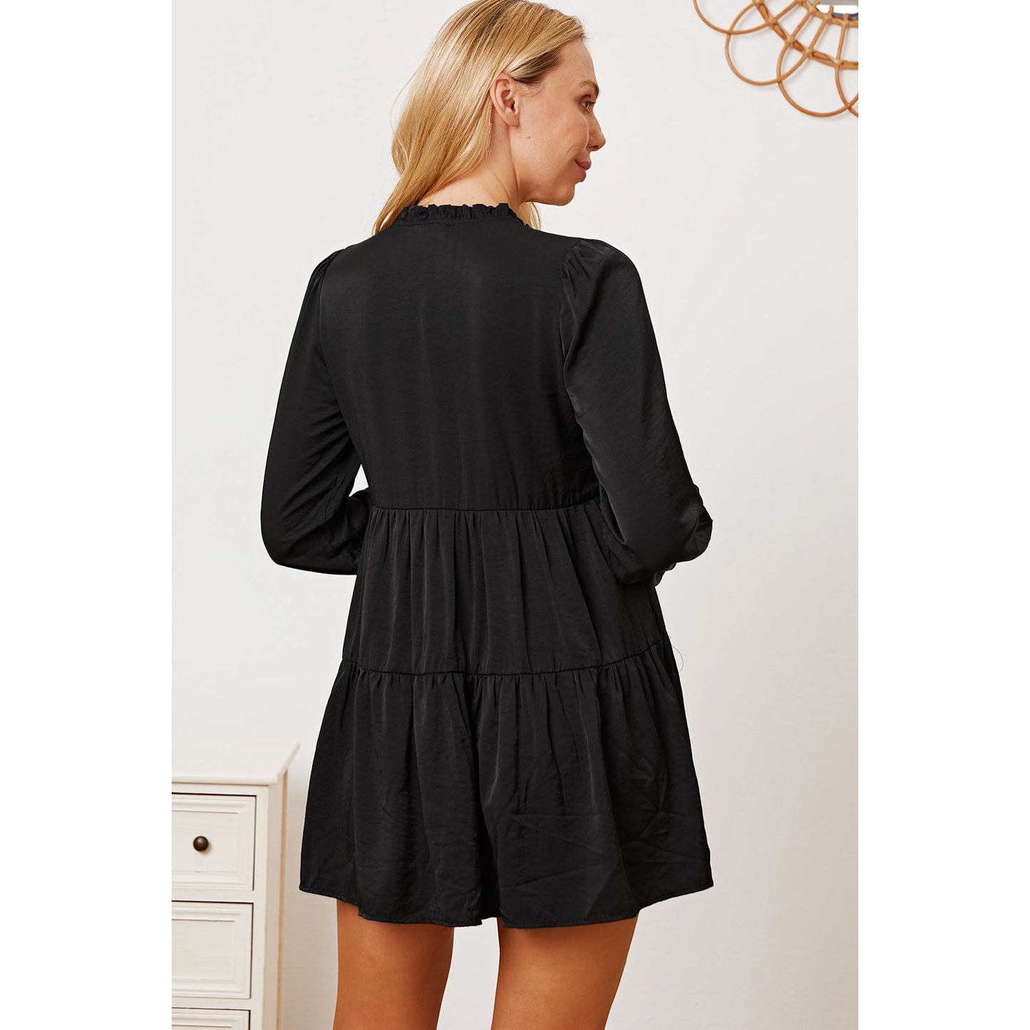 Ruffled Button Up Long Sleeve Tiered Shirt