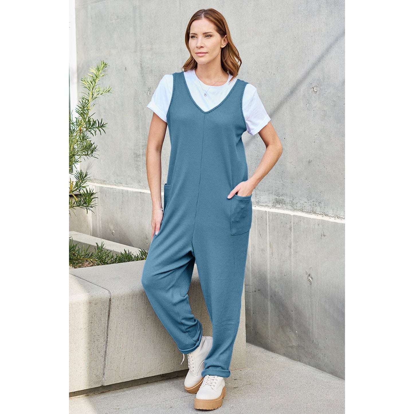 Double Take Full Size Sleeveless Straight Jumpsuit