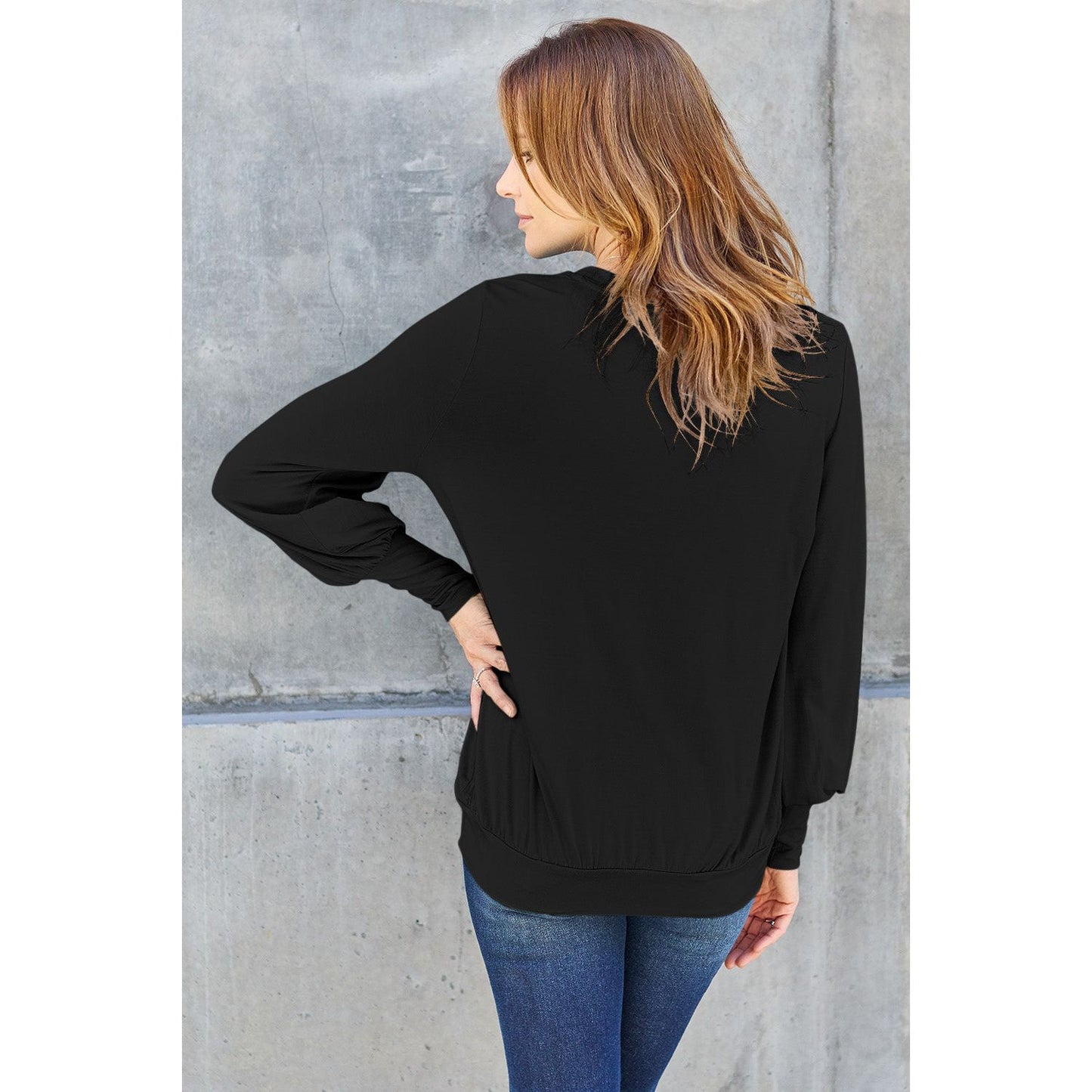 Basic Bae Full Size V-Neck Lantern Sleeve Top