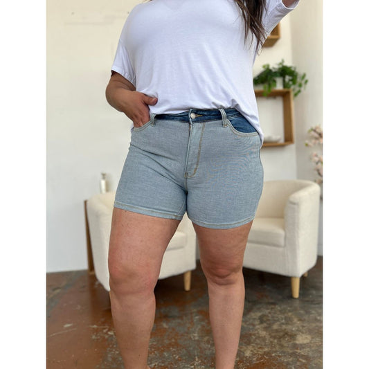 Judy Blue Full Size Color Block Denim Shorts