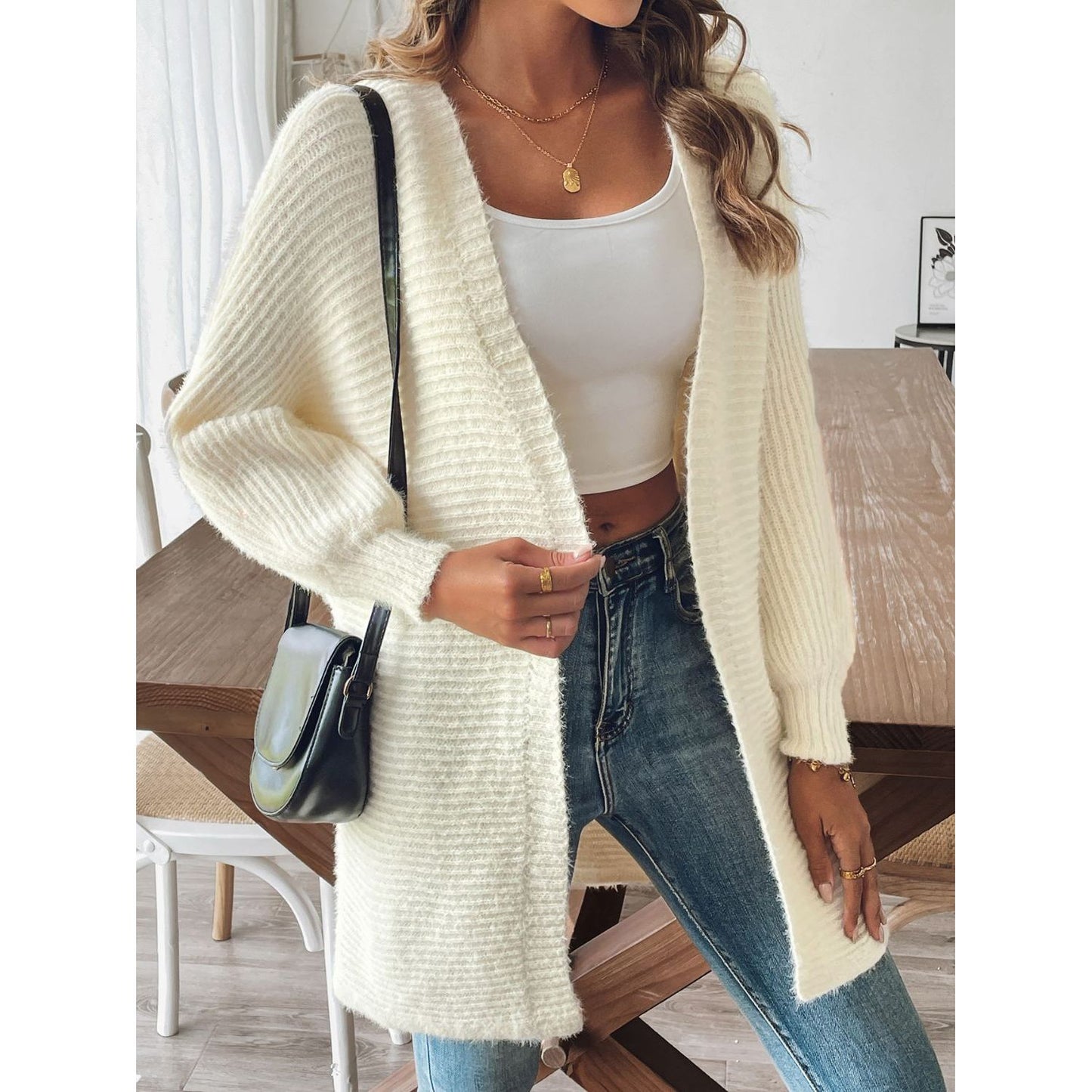 Open Front Long Sleeve Cardigan