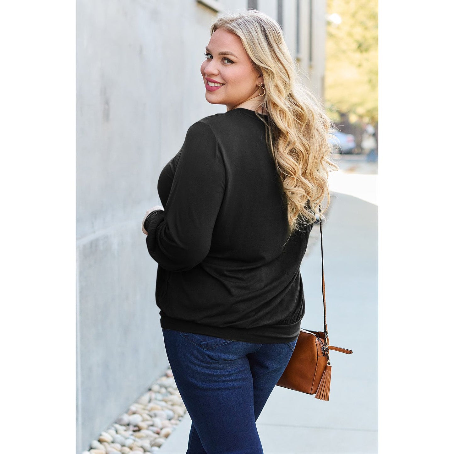 Basic Bae Full Size V-Neck Lantern Sleeve Top