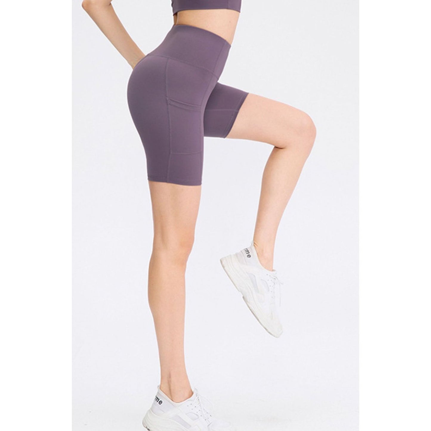 Wide Waistband Sports Shorts with Pockets