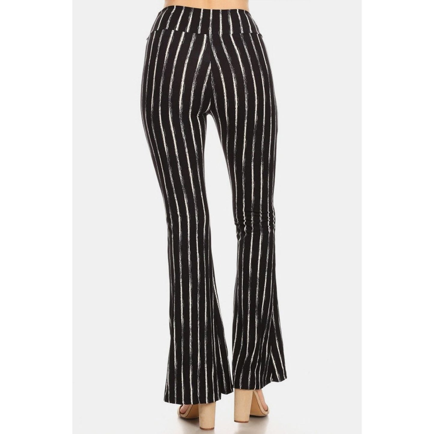 Leggings Depot Striped High Waist Flare Pants