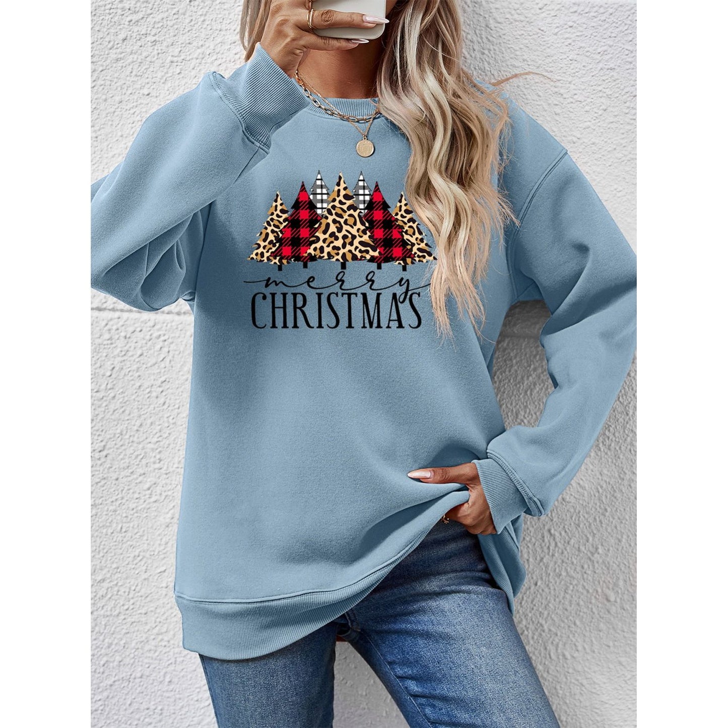 MERRY CHRISTMAS Round Neck Long Sleeve Sweatshirt