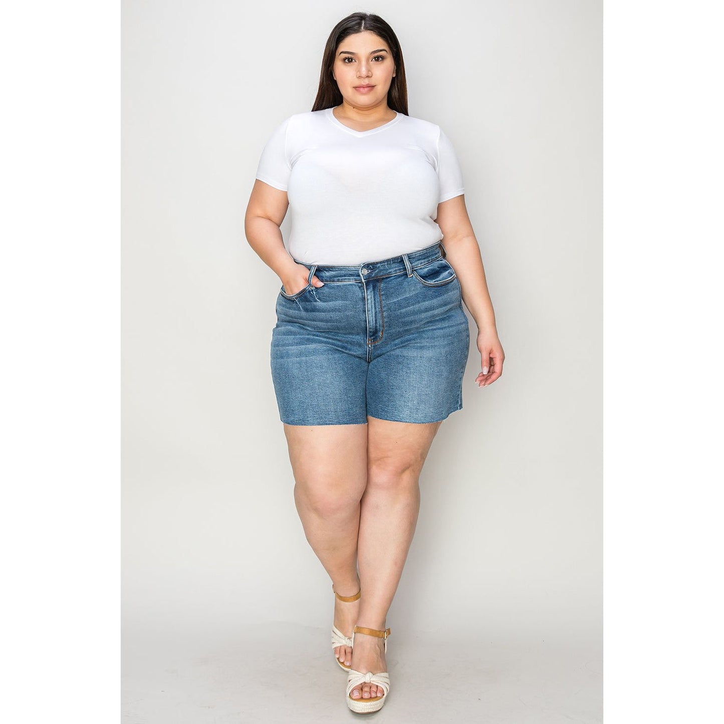 Judy Blue Full Size High Waist Slim Denim Shorts