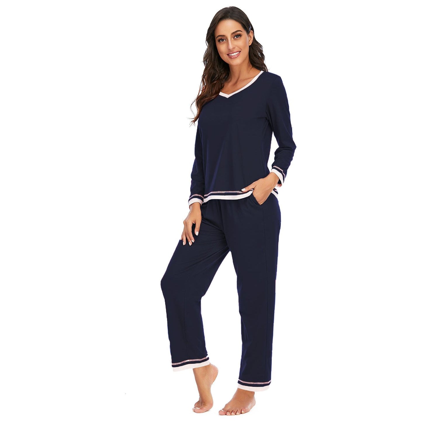 V-Neck Top and Pants Lounge Set