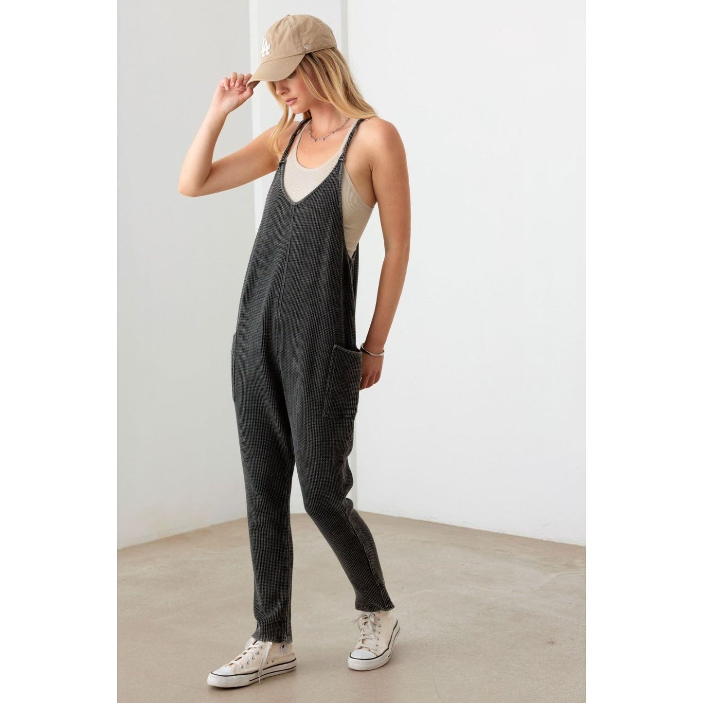 Le Lis Waffle Knit Side Pocket Jumpsuit