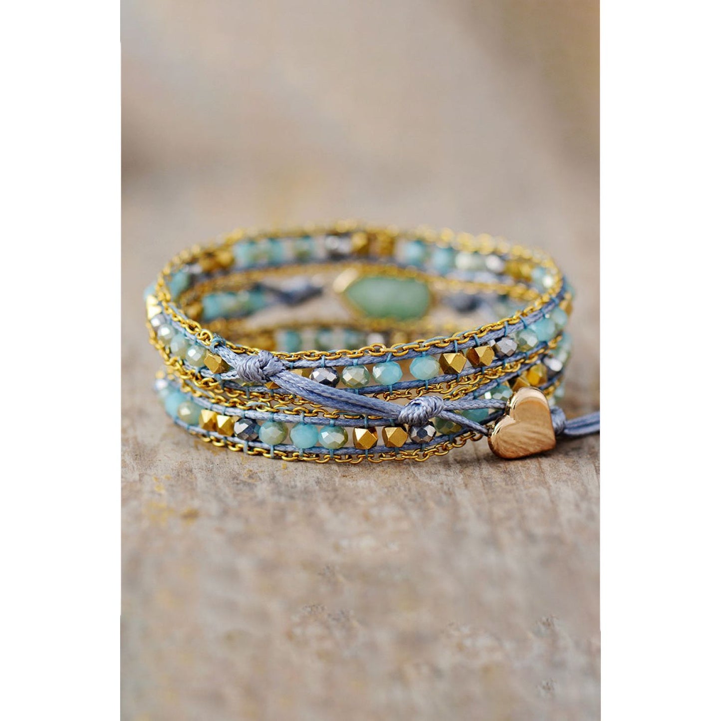 Handmade Teardrop Shape Triple Layer Beaded Bracelet