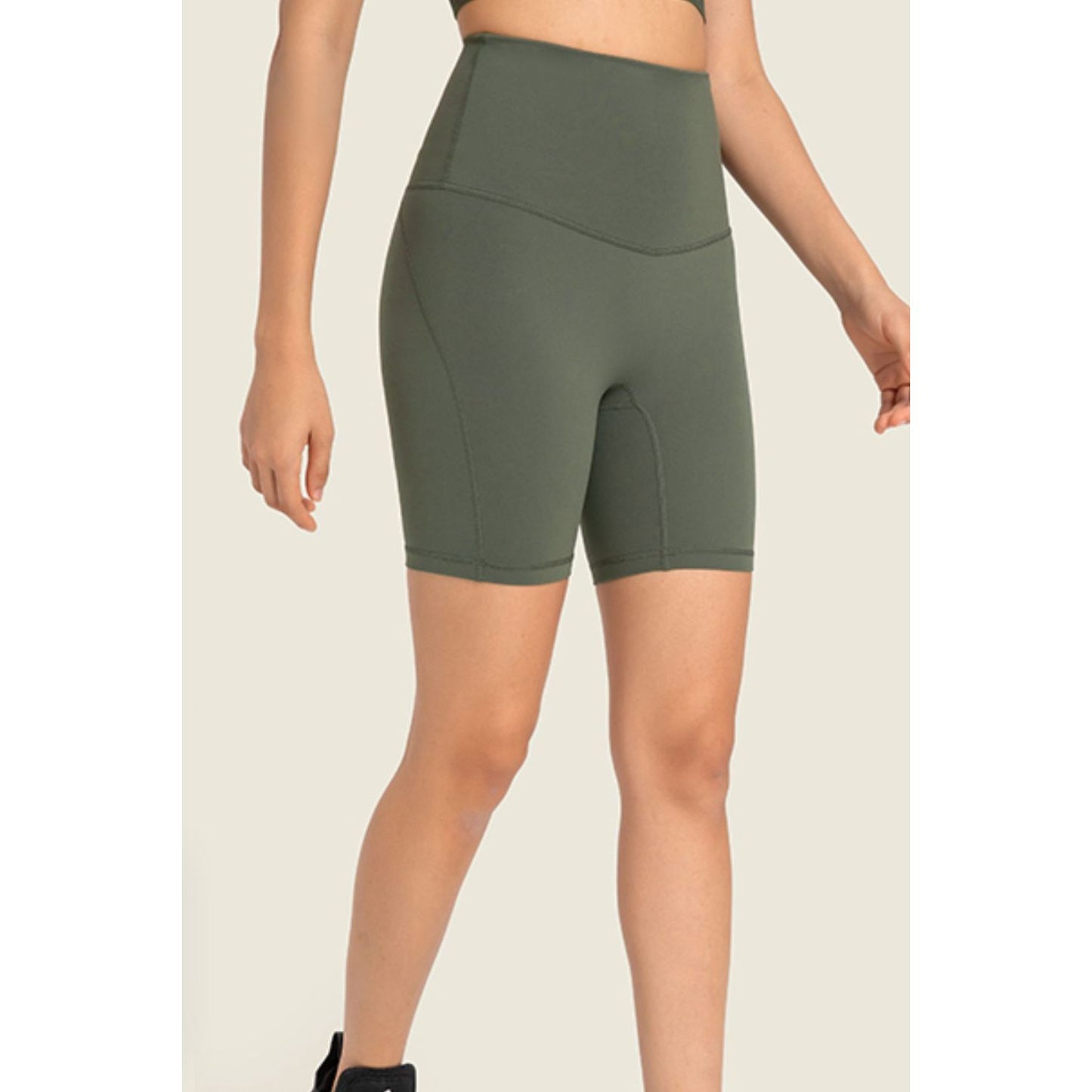 Seamless High-Rise Wide Waistband Biker Shorts