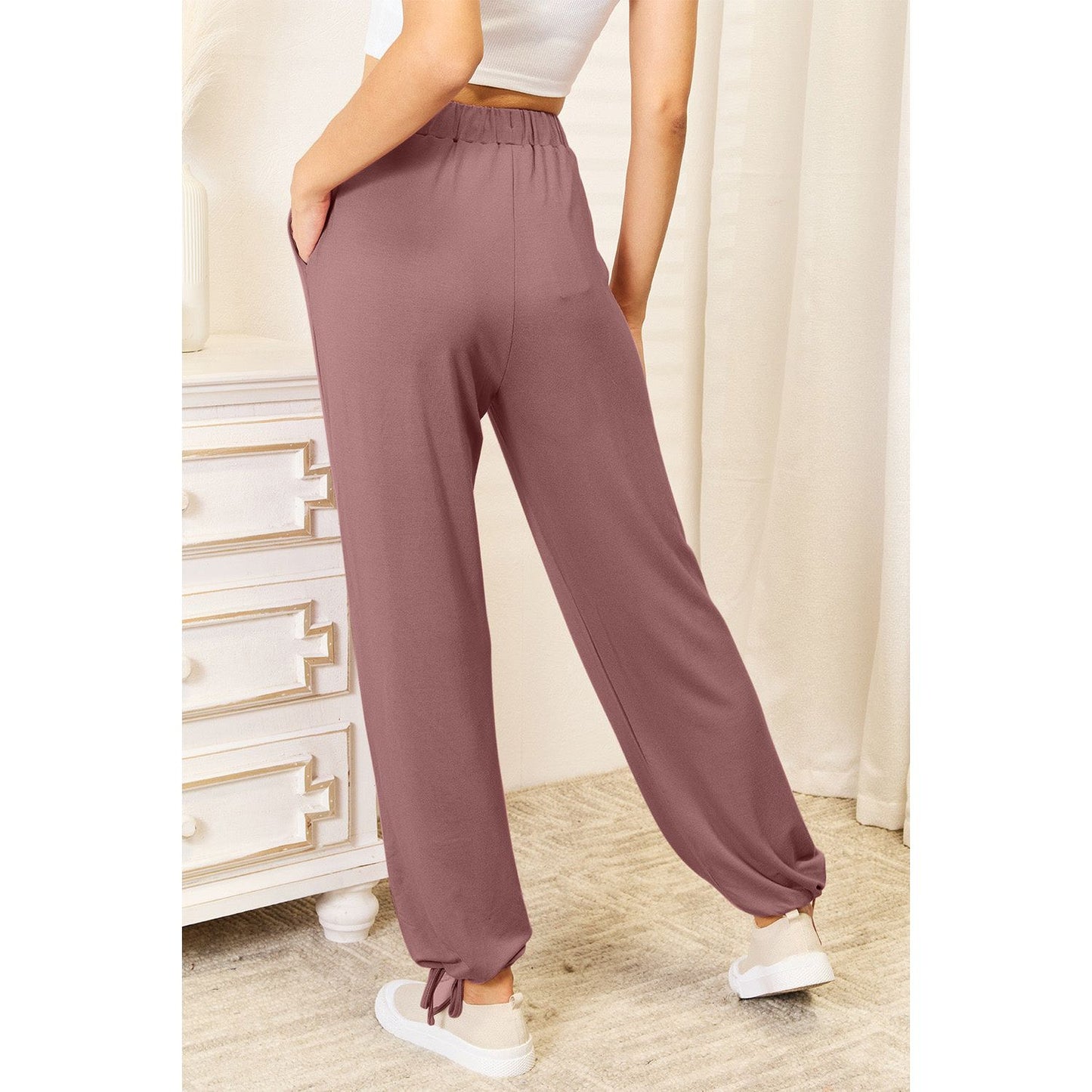 Basic Bae Full Size Soft Rayon Drawstring Waist Pants with Pockets