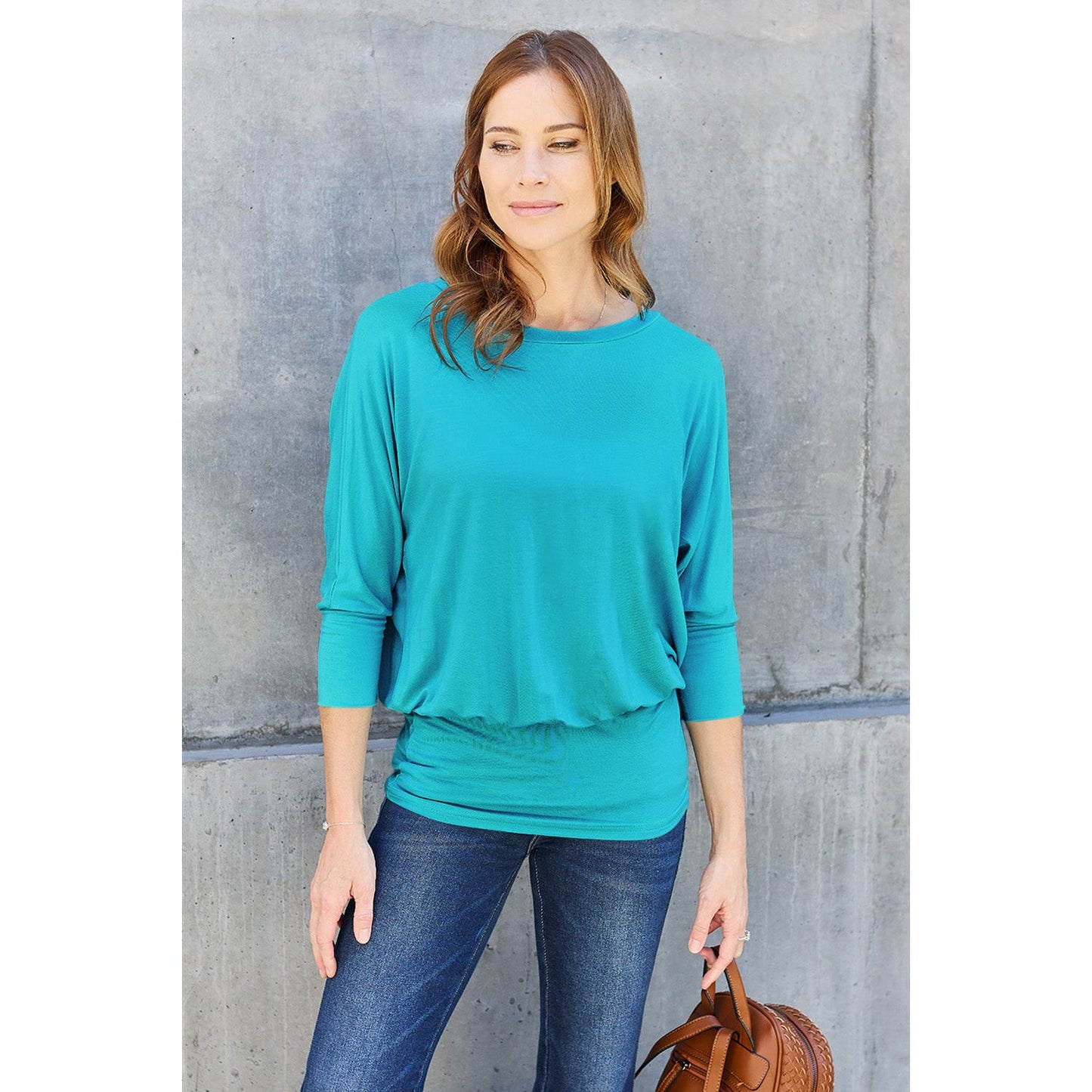 Basic Bae Full Size Round Neck Batwing Sleeve Top