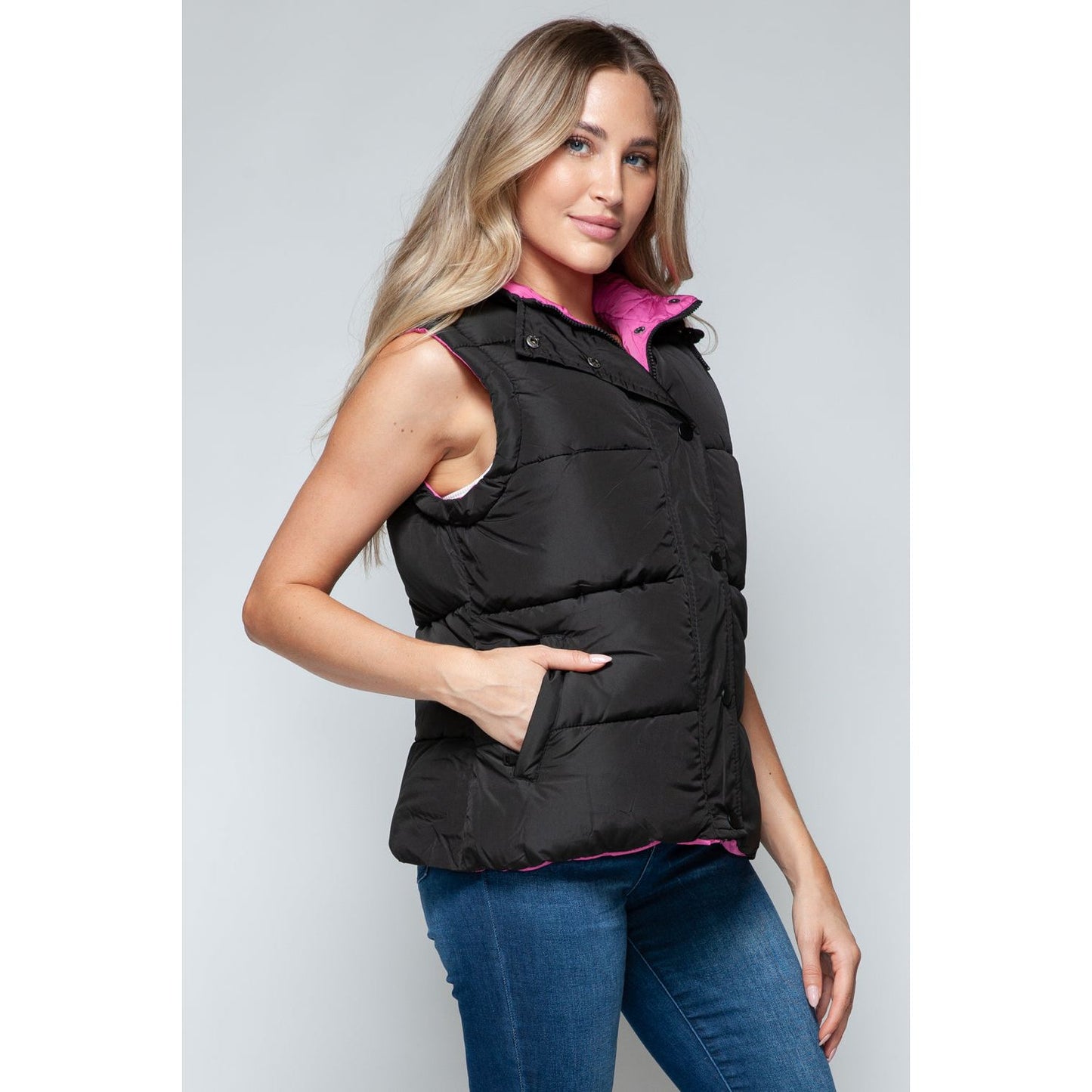 Snobbish Snap and Zip Closure Hooded Vest