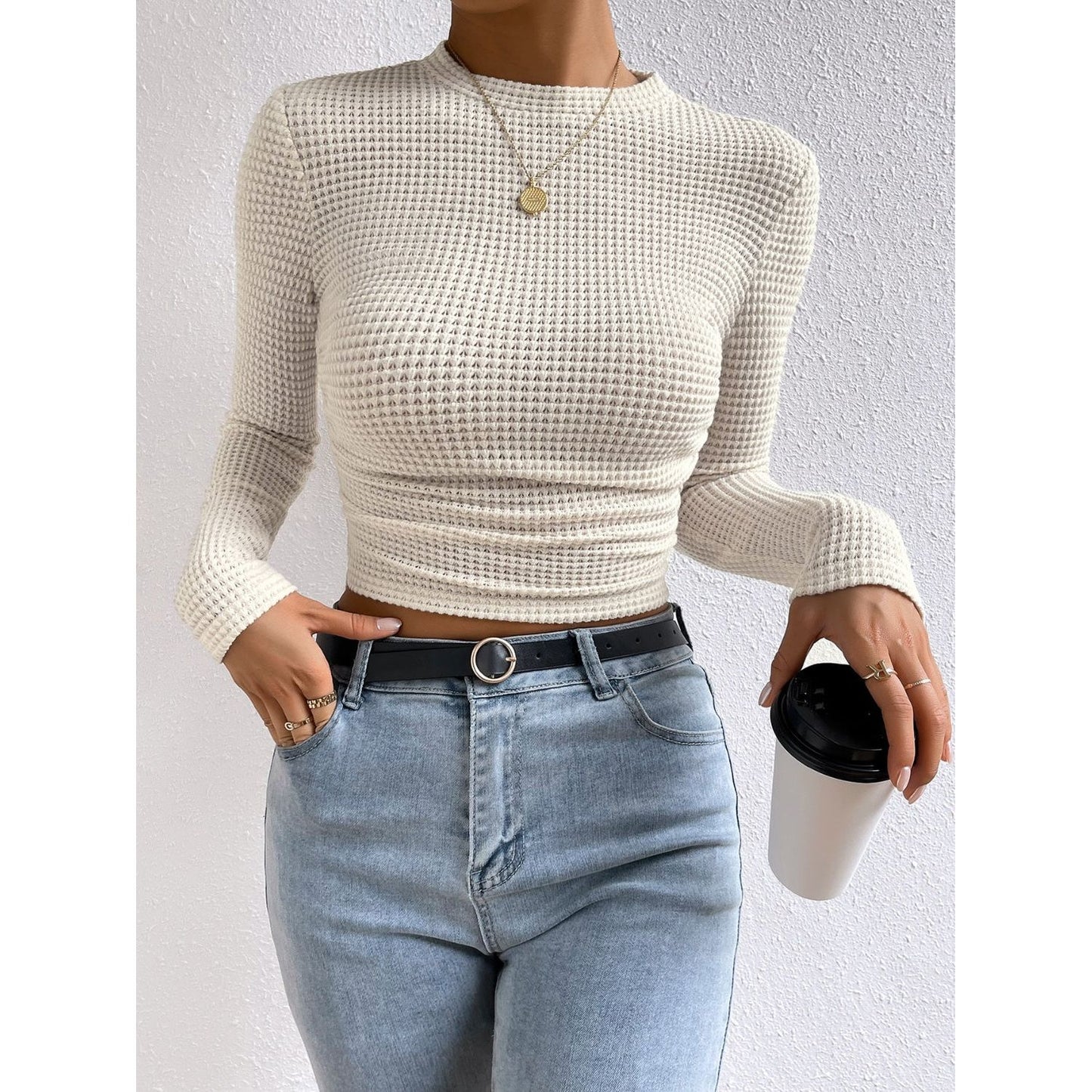 Honey Round Neck Long Sleeve T-Shirt