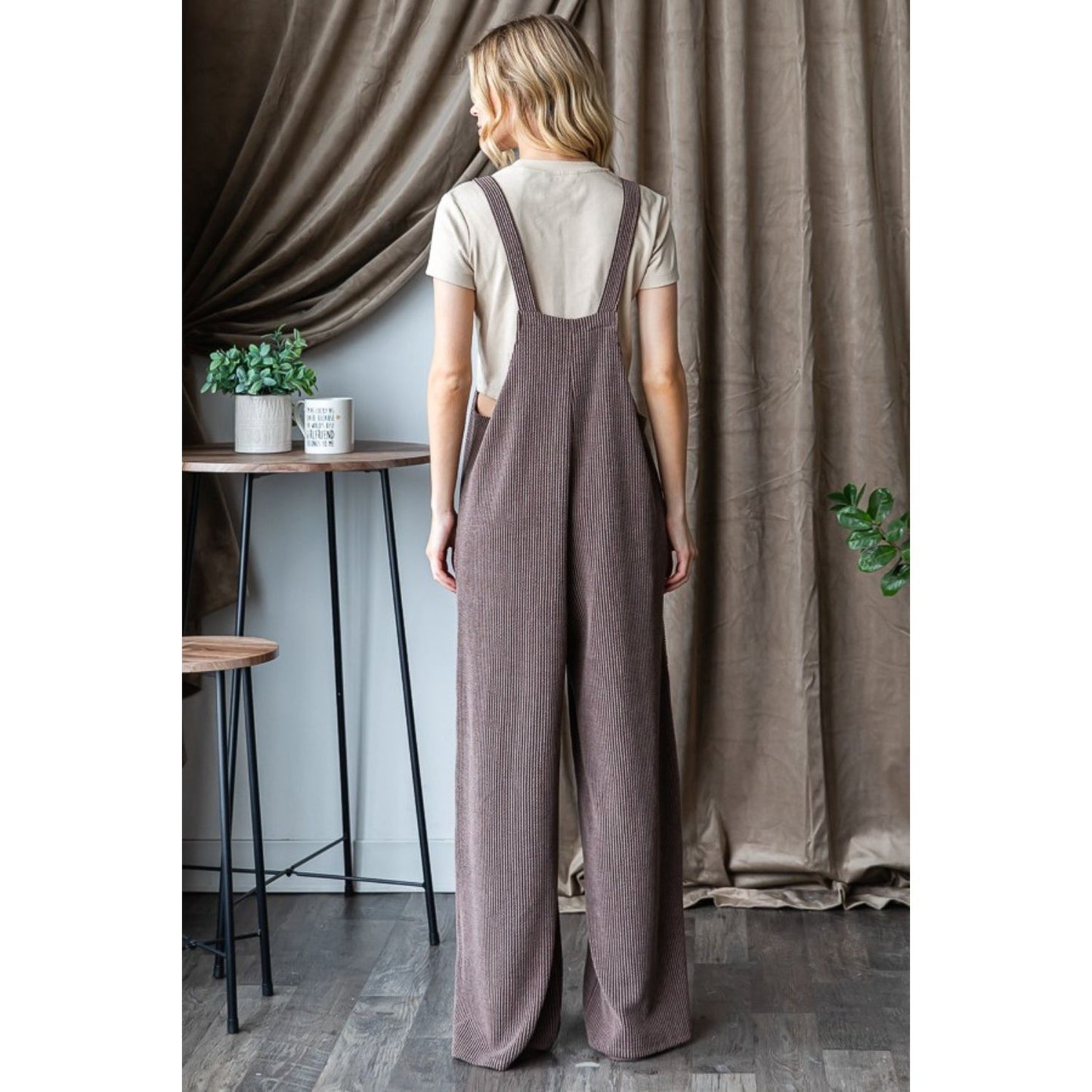 Heimish Full Size Ribbed Front Pocket Sleeveless Jumpsuit