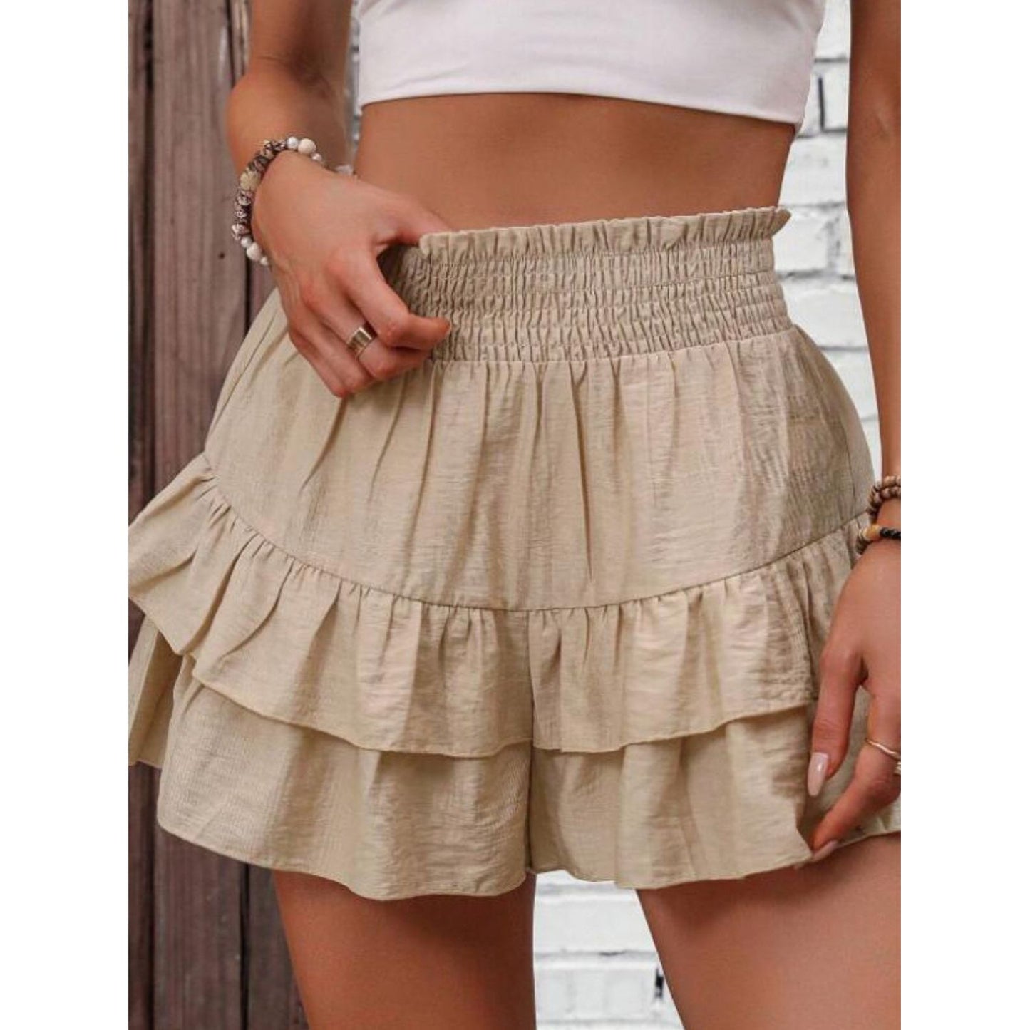 Smocked Layered Shorts