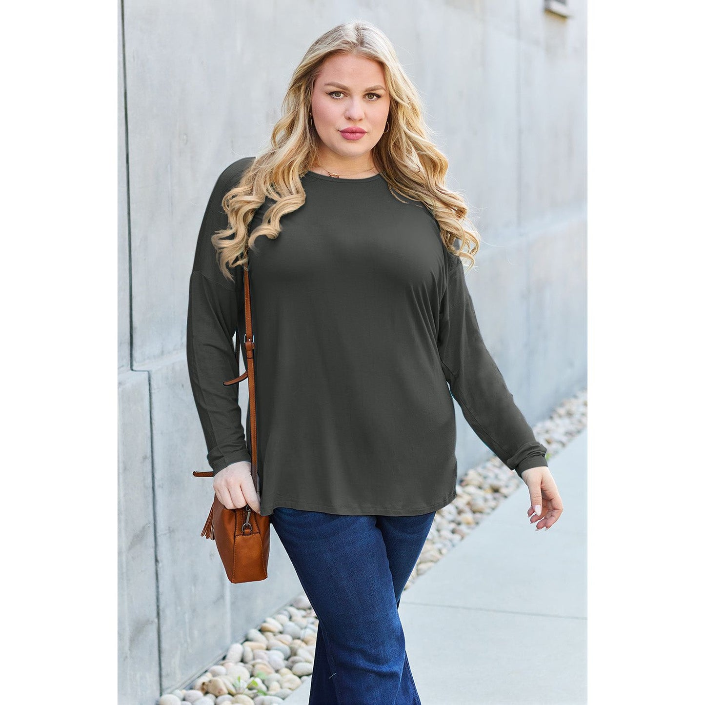 Basic Bae Full Size Round Neck Dropped Shoulder T-Shirt