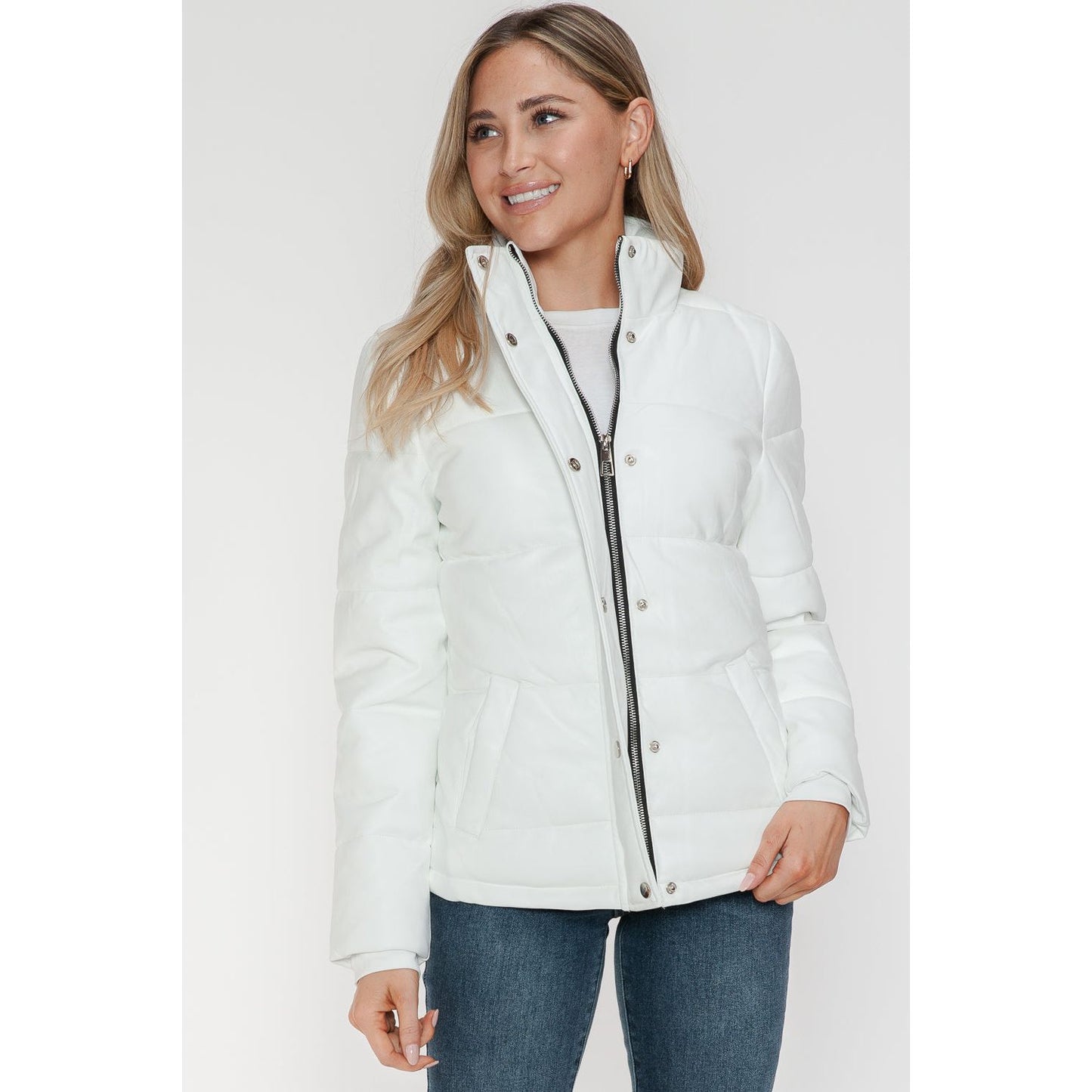 YMI Pocketed Zip Up Turtleneck Puffer Jacket