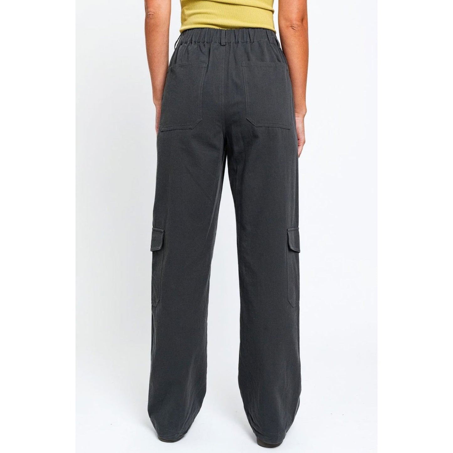 Le Lis High Waisted Wide Leg Cargo Pants with Pockets