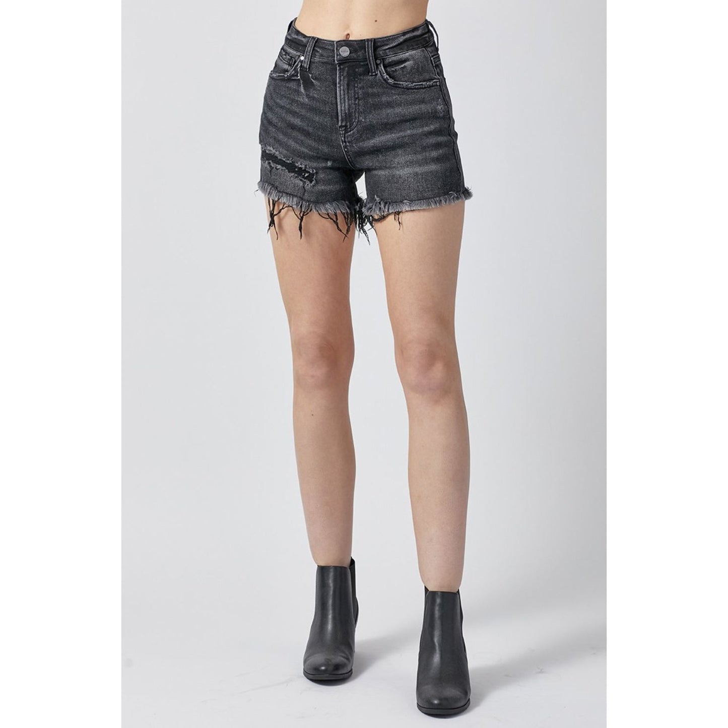 RISEN Raw Hem Denim Shorts with Pockets