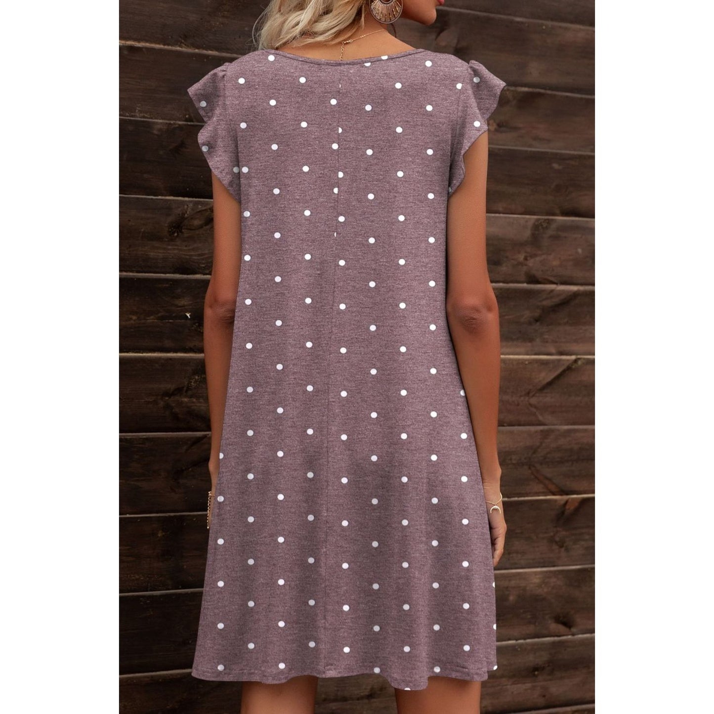 Butterfly Sleeve Round Neck Dress