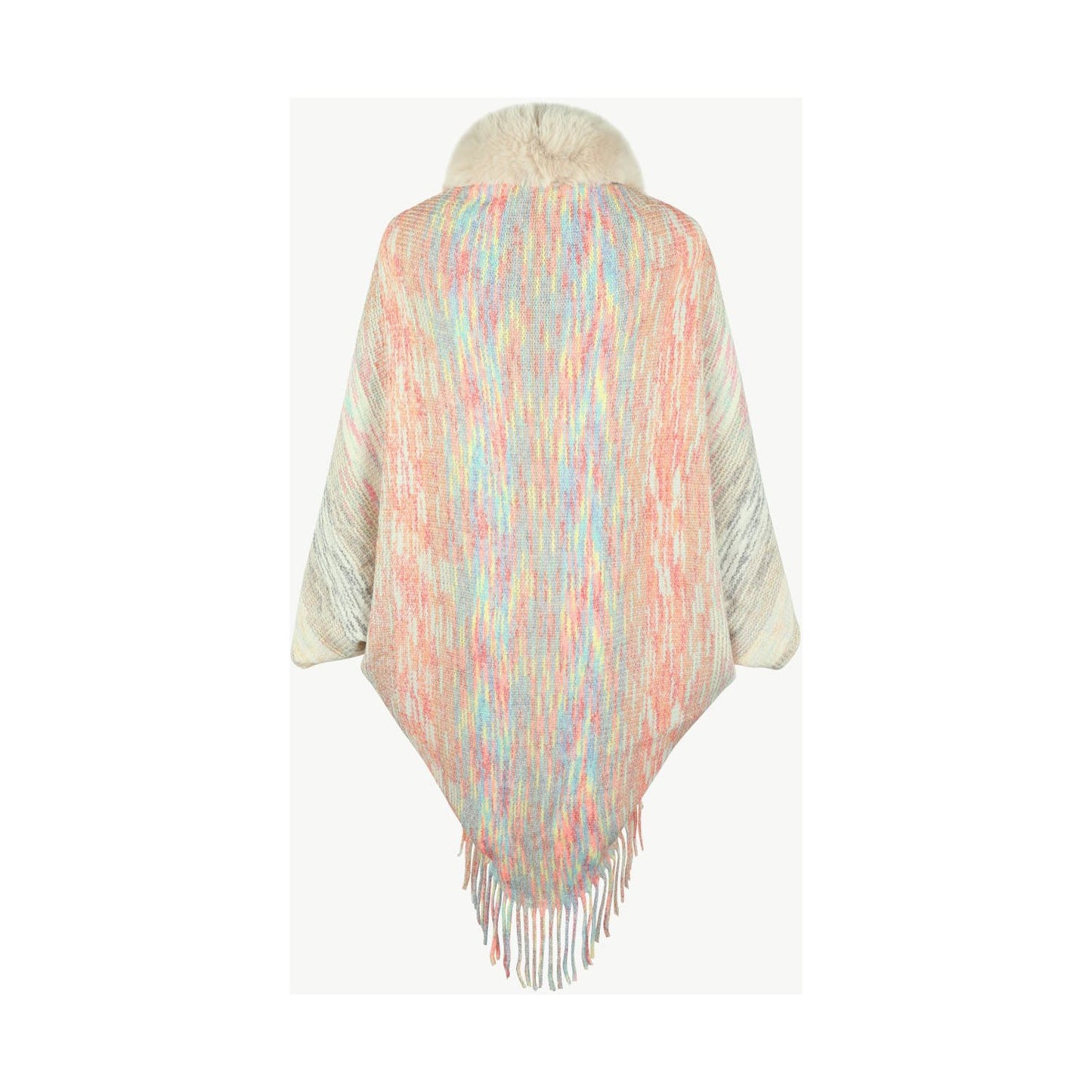 Open Front Fringe Hem Poncho