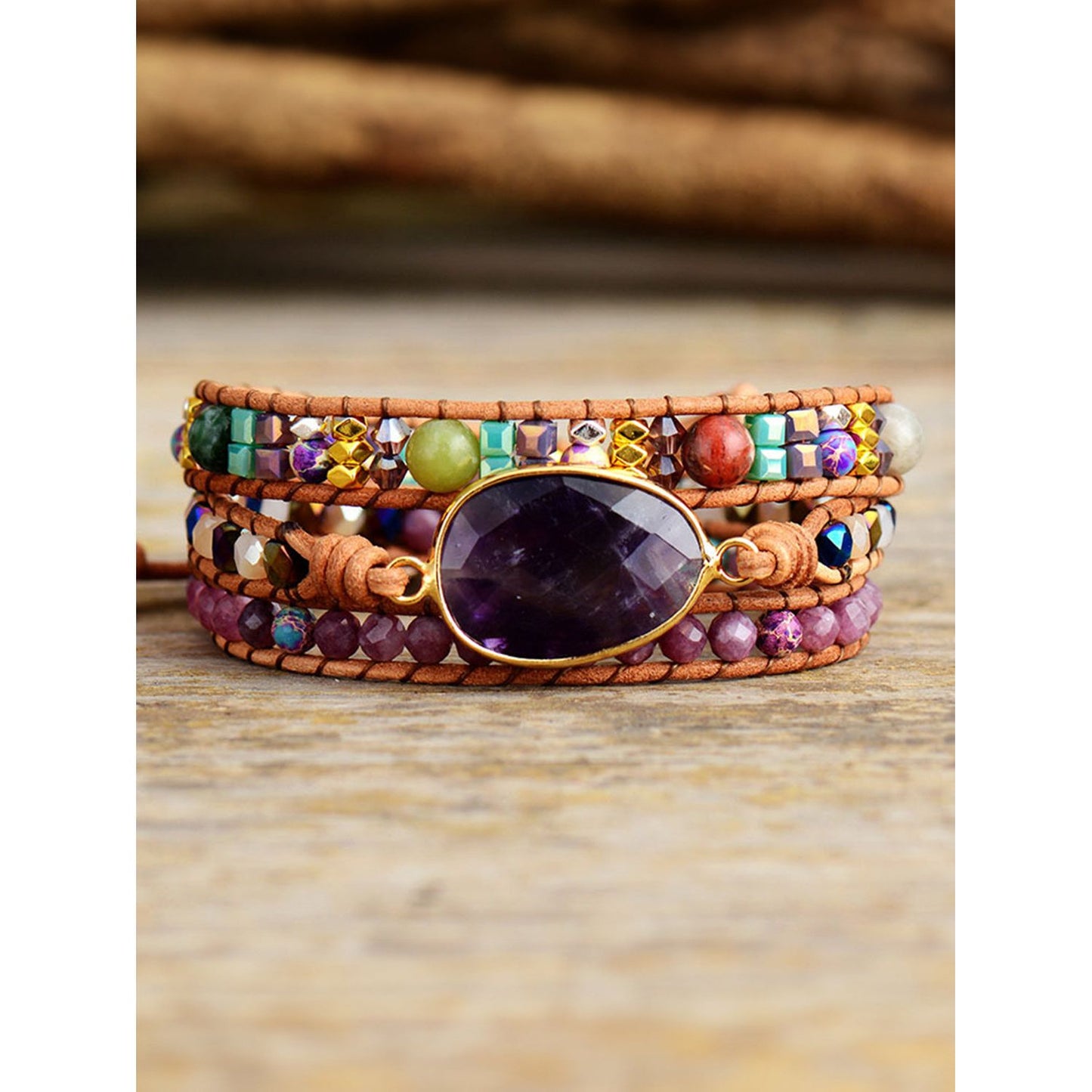 Triple-Layer Amethyst Bracelet