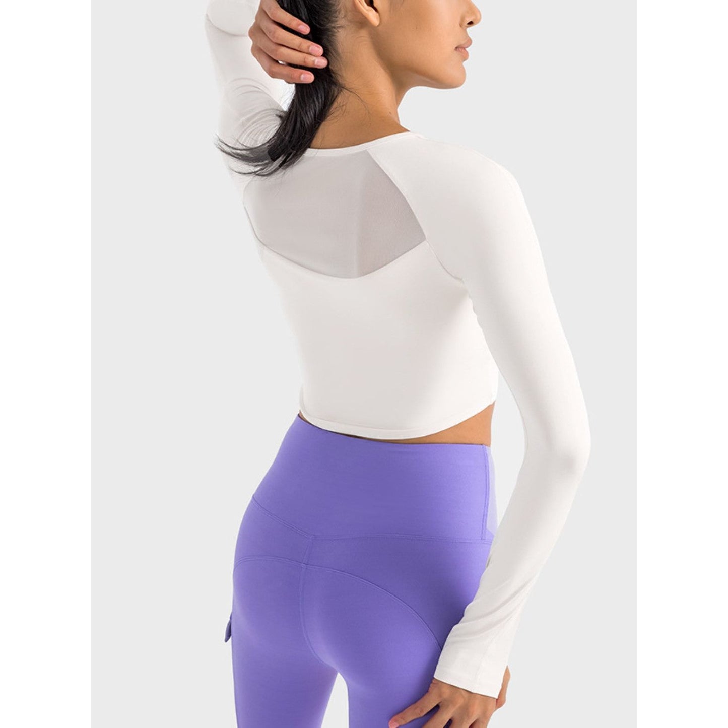 Square Neck Long Sleeve Cropped Sports Top