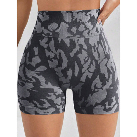 Printed High Waist Active Shorts