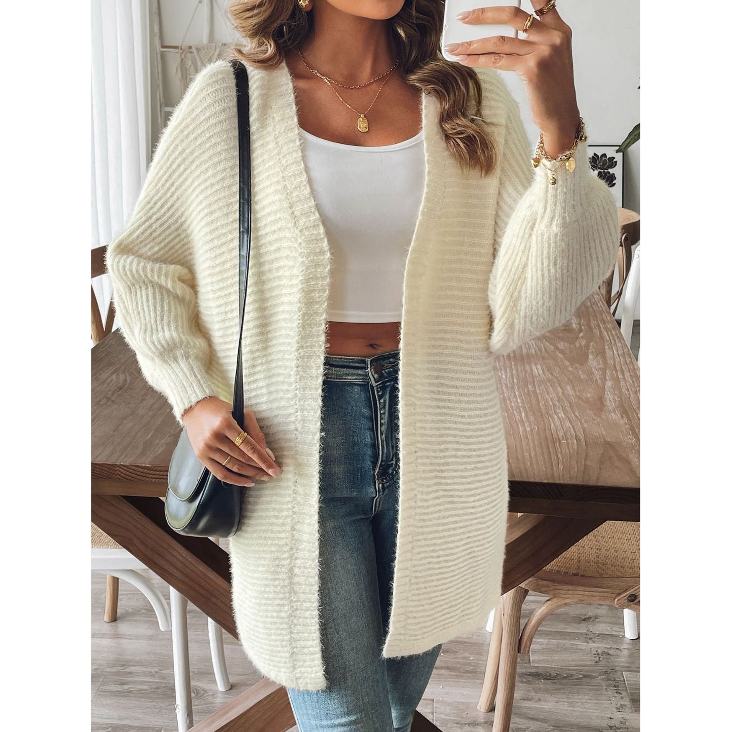 Open Front Long Sleeve Cardigan