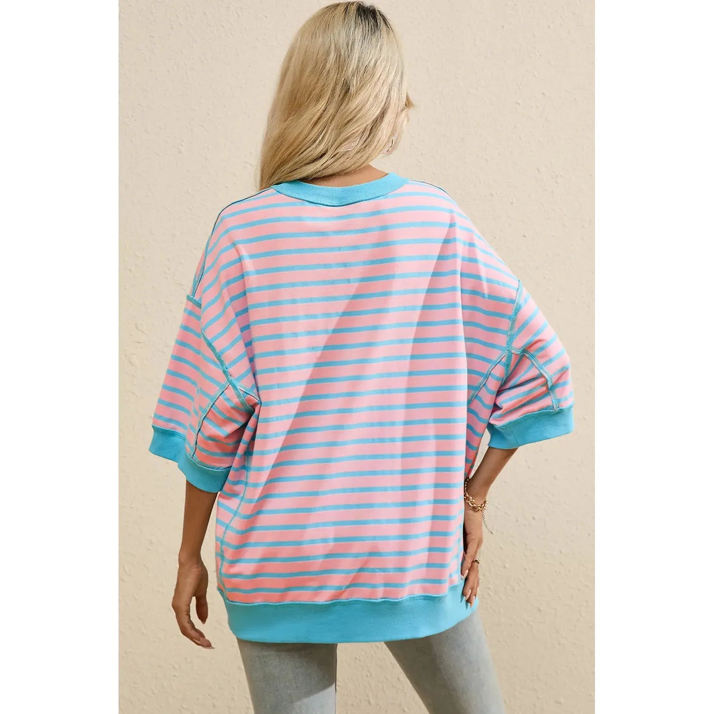 Boots Striped Round Neck Half Sleeve T-Shirt