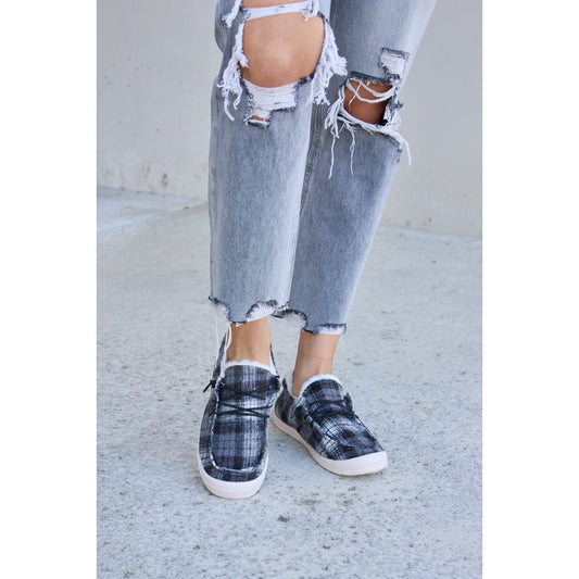 Forever Link Plaid Plush Flat Sneakers