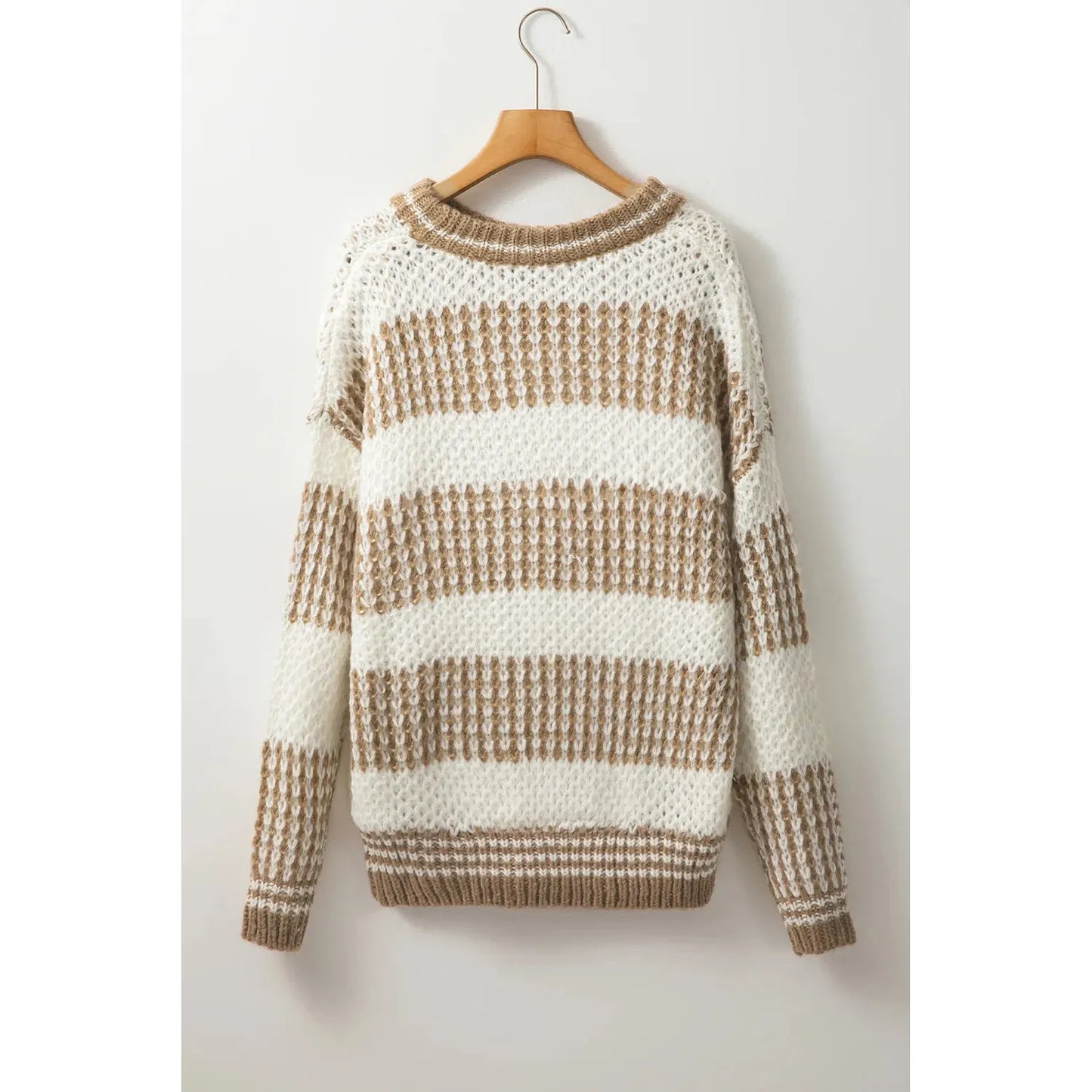 Color Block Round Neck Dropped Shoulder Sweater