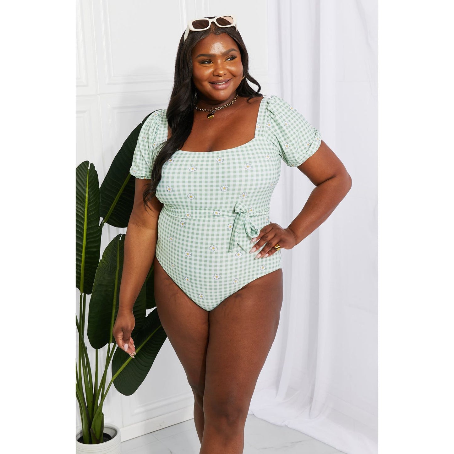 Marina West Swim Salty Air Puff Sleeve One-Piece in Sage