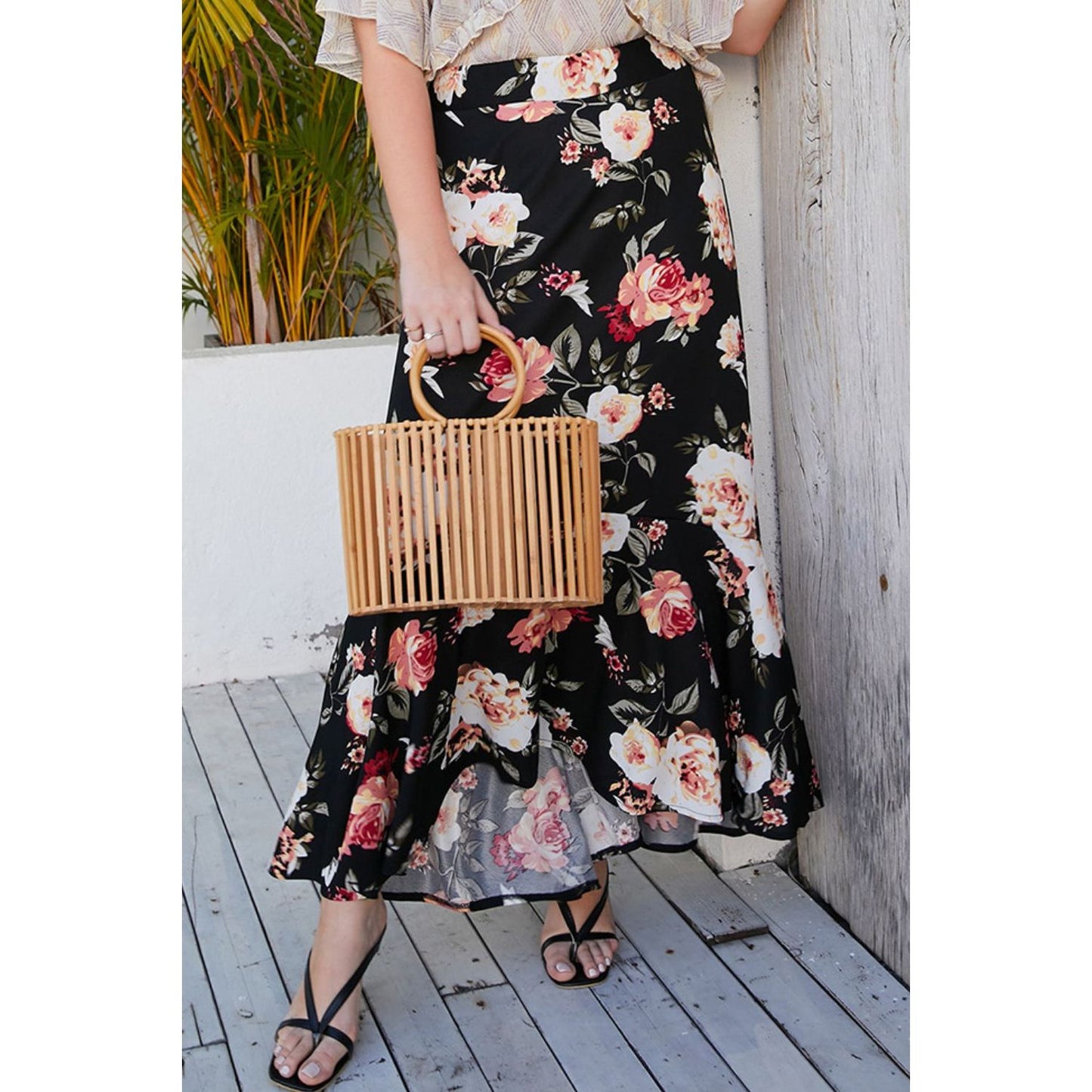 Plus Size Floral High-Rise Skirt