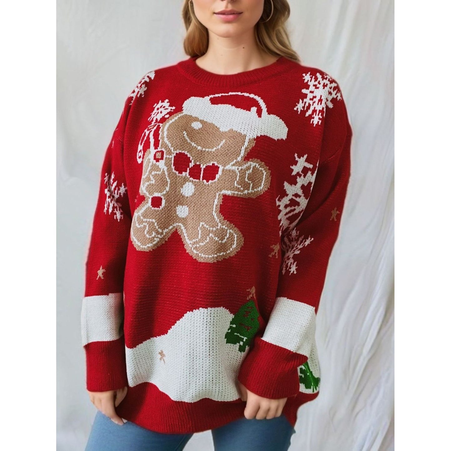 Gingersnap Round Neck Long Sleeve Sweater